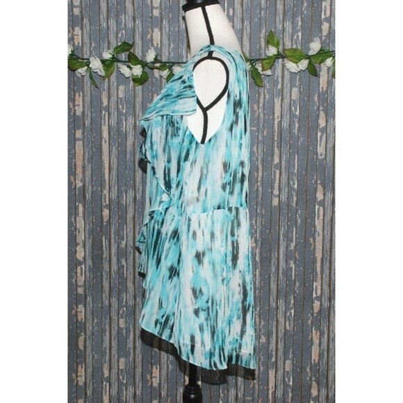 Avenue Womens Blouse Tank Top Plus Size 14W 16W Layered Ruffles Back Slit Hi-Low - Picture 5 of 11